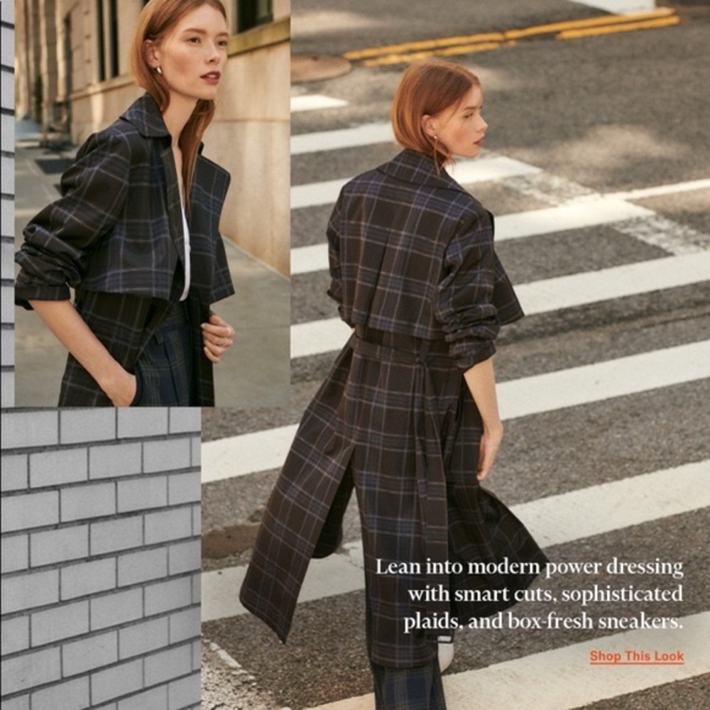 VINCE PLAID TRENCH COAT MAXI with Storm Flap - Picture 6 of 13